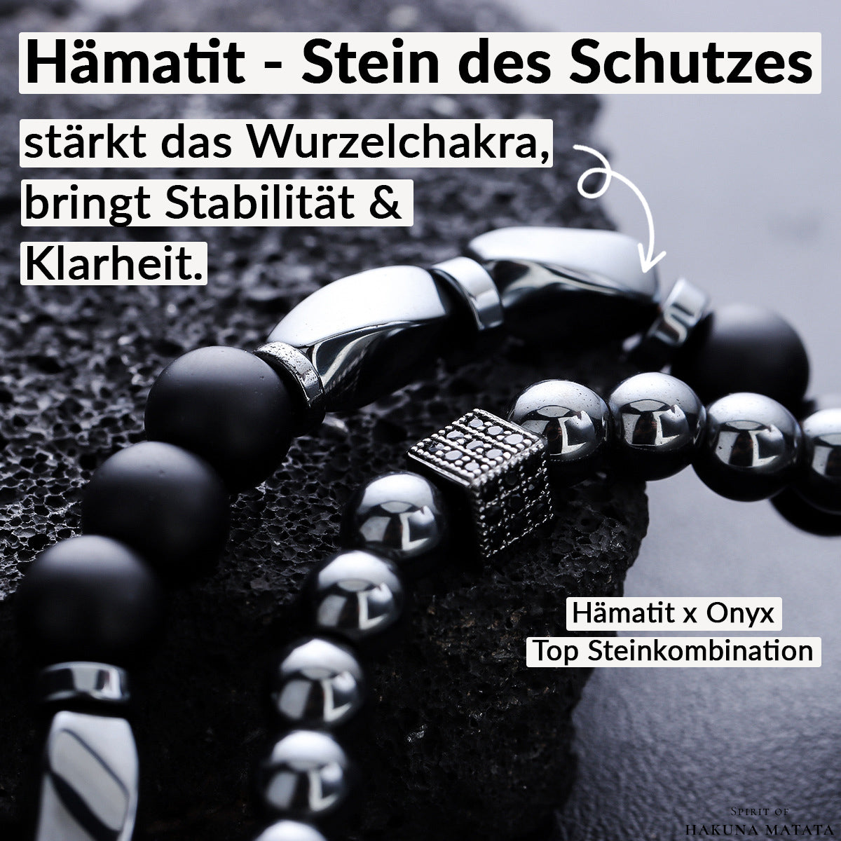Energy Guardian Armband mit Hämatit & Onyx