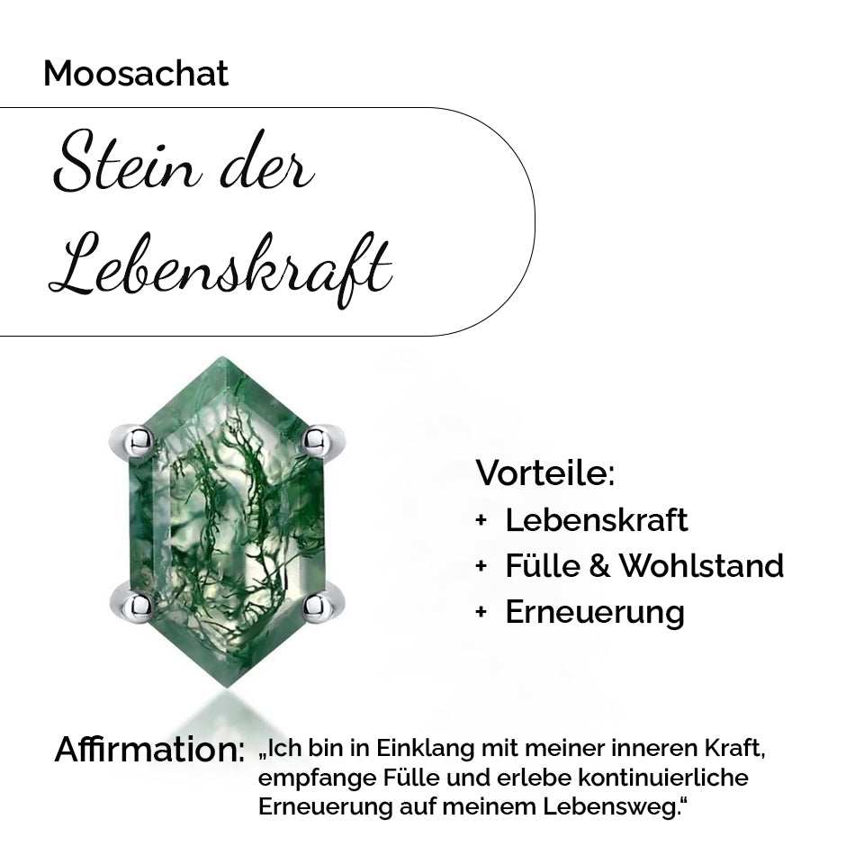 S925 Moosachat Ring - Stein der Lebenskraft