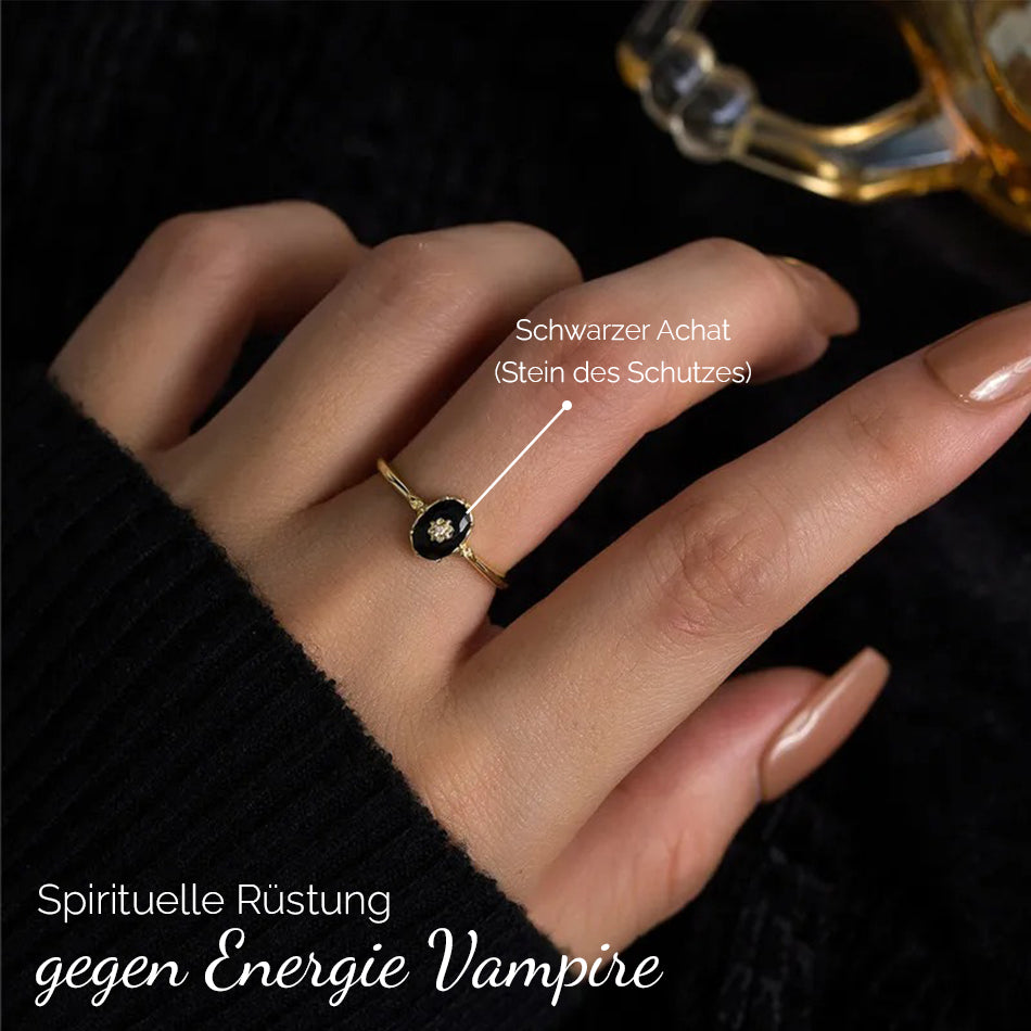 Schwarzer Achat Ring - Spirituelle Rüstung gegen Energie Vampire