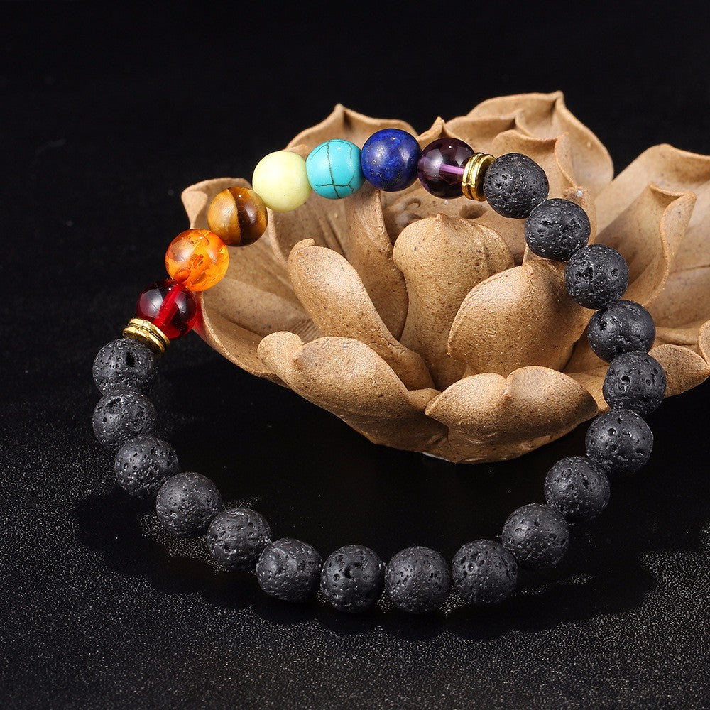 7 CHAKRA LAVA STEIN DIFFUSER ARMBAND - SpiritOfHakunaMatata
