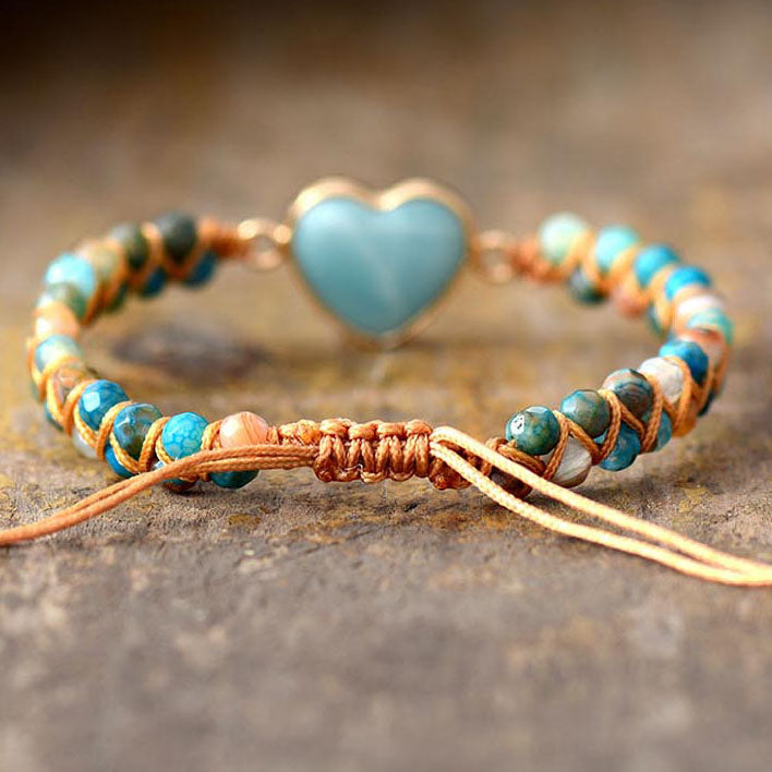 Herz Armband aus Amazonit & Onyx