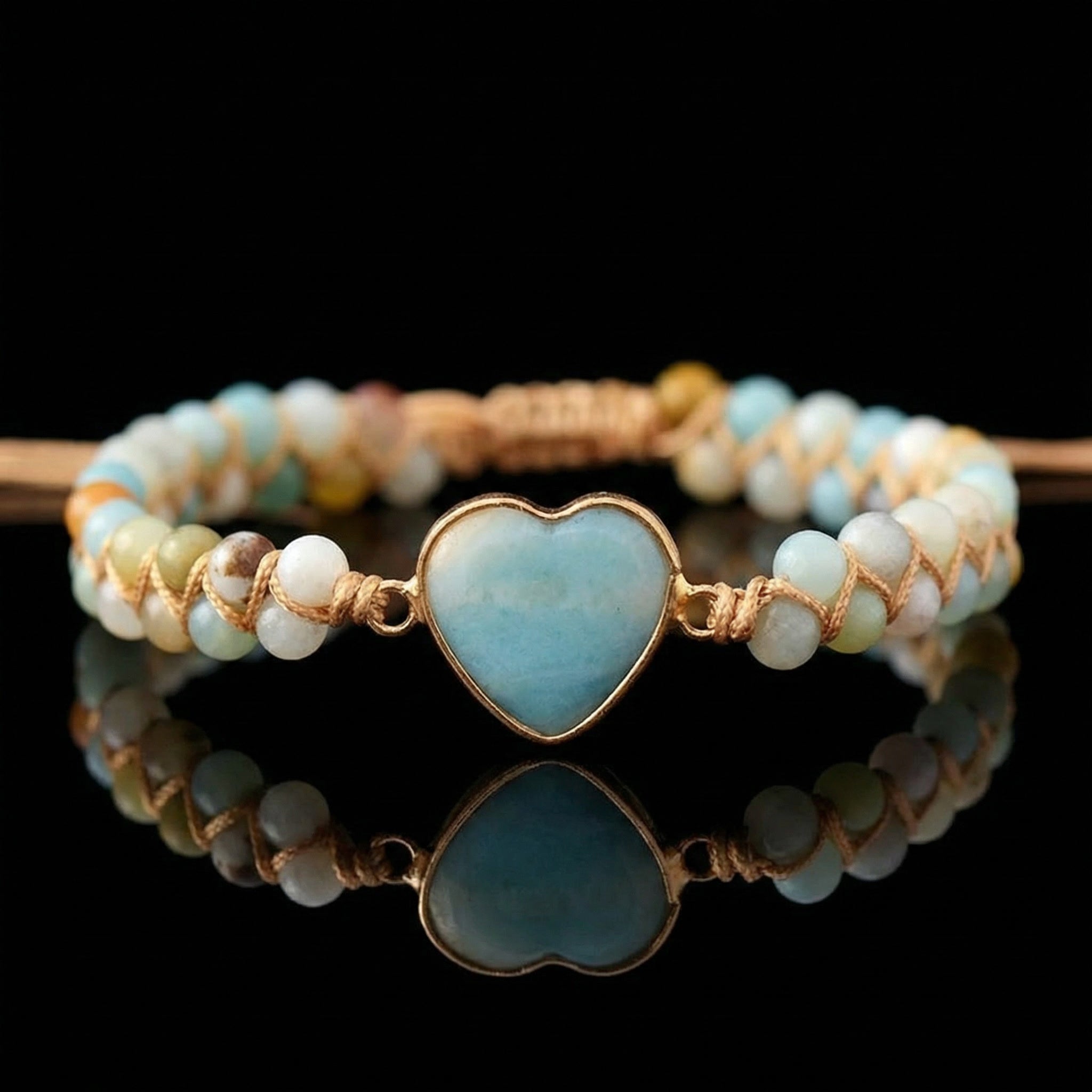Herz Armband aus Amazonit & Onyx