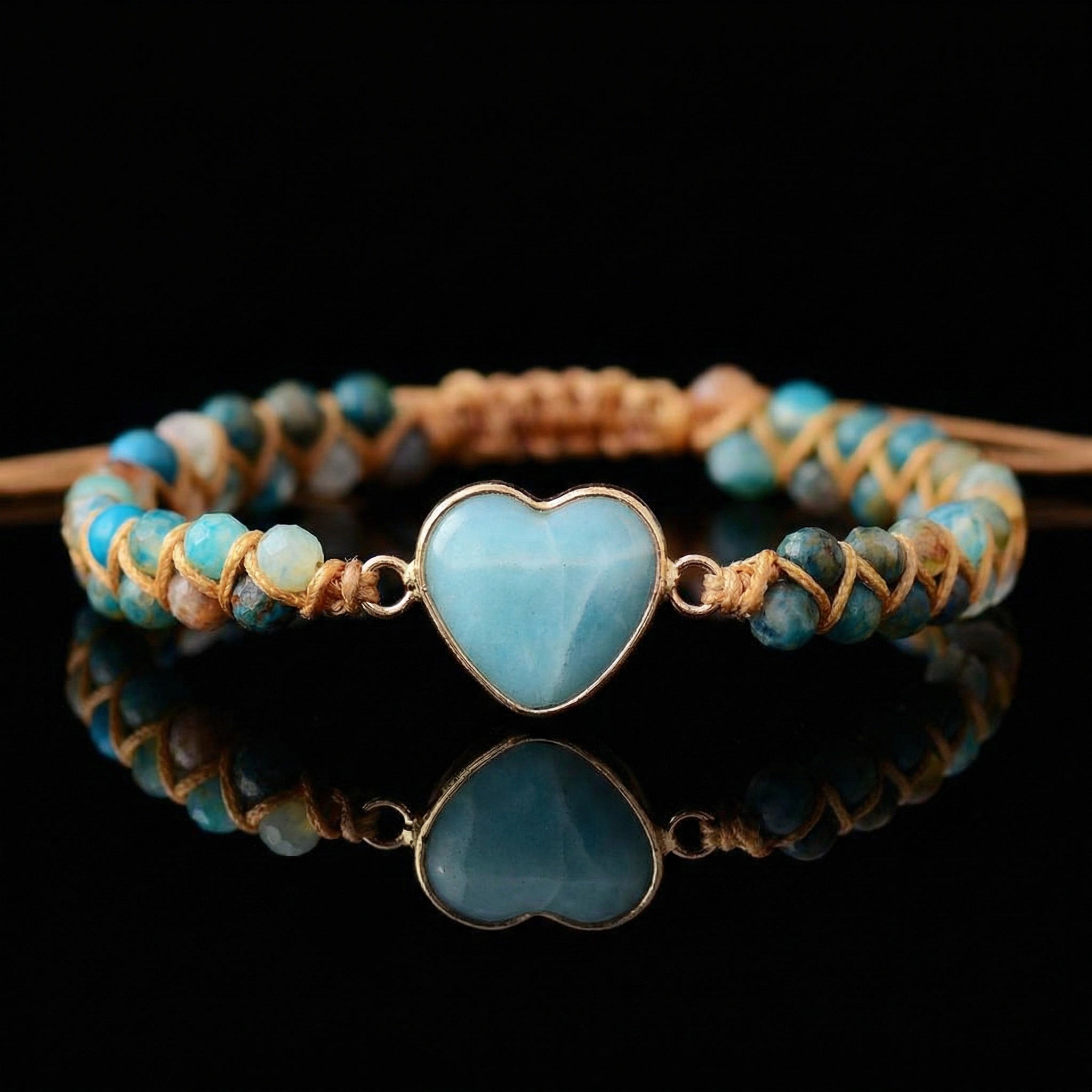 Herz Armband aus Amazonit & Onyx