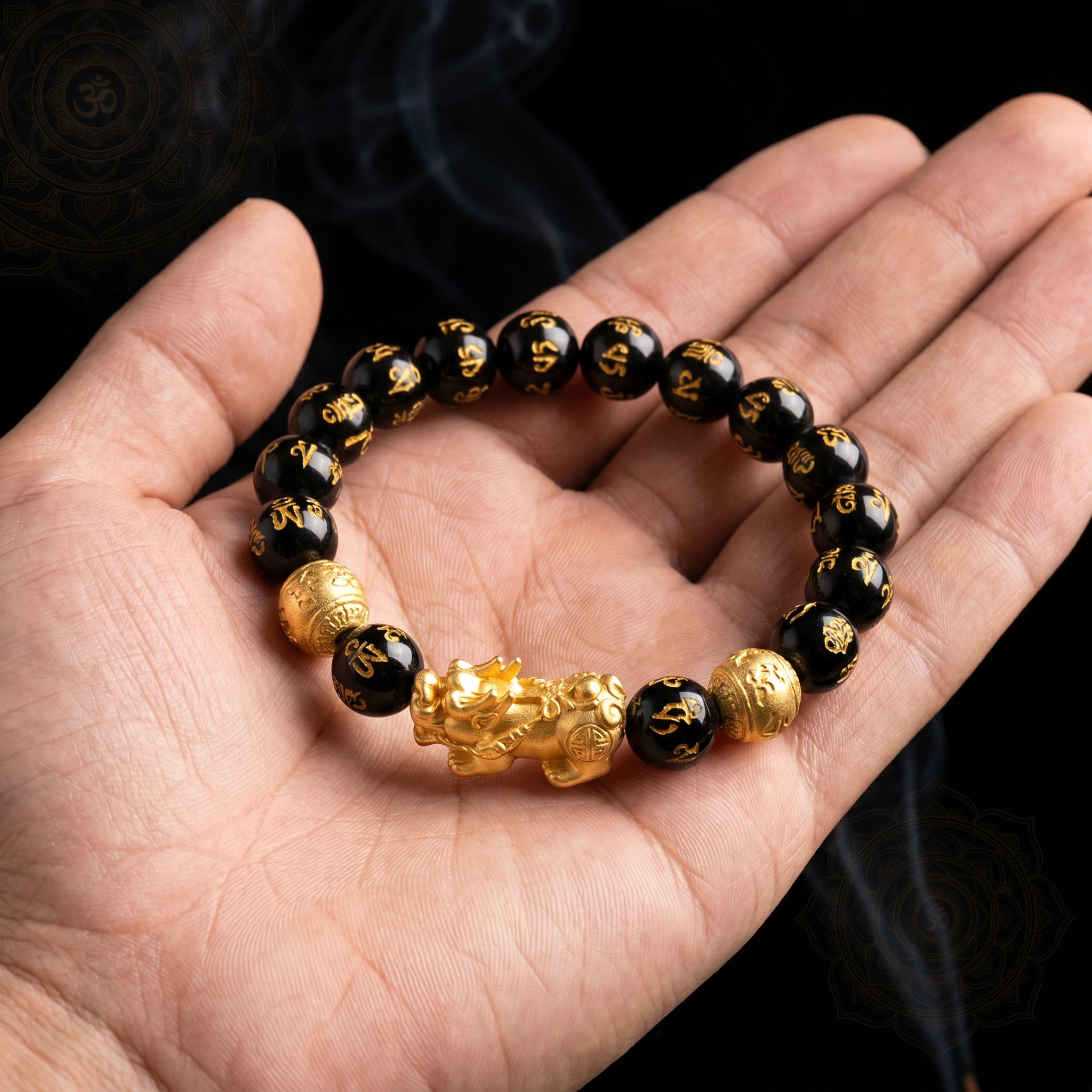 Feng Shui Pixiu Schwarzes Obsidian Glücks Armband