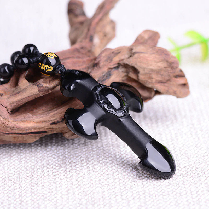 Schwarzes Obsidian Kreuz Halskette Anhänger Schutzkette Amulett - Limitiertes Angebot 1 + 1 Geschenkt! - SpiritOfHakunaMatata