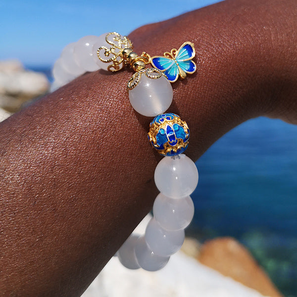 Inneres Wachstums Armband aus weißem Achat