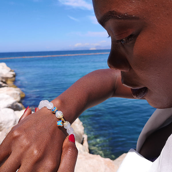 Inneres Wachstums Armband aus weißem Achat