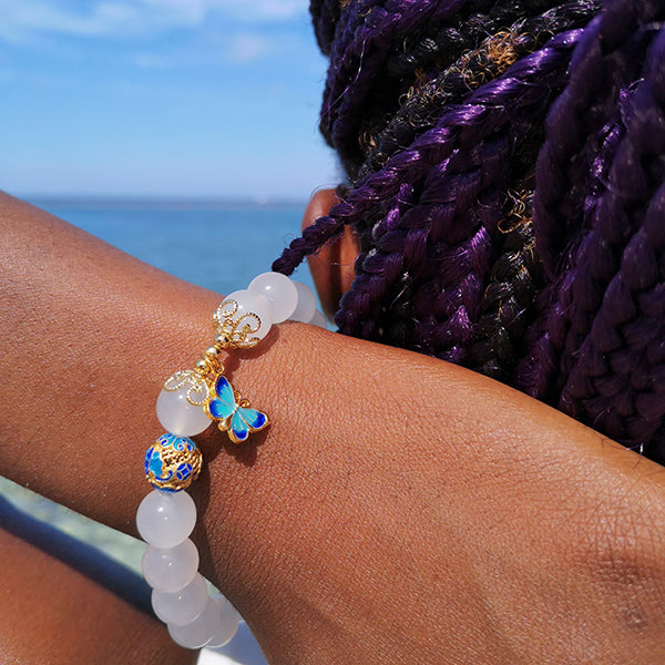 Inneres Wachstums Armband aus weißem Achat