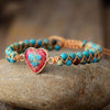 Laden Sie das Bild in den Galerie-Viewer, Herz Armband aus rotem Jaspis &amp; Turquoise