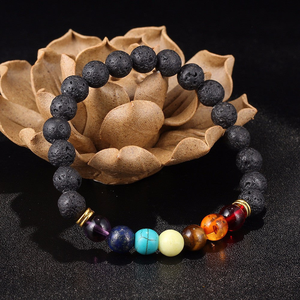 7 CHAKRA LAVA STEIN DIFFUSER ARMBAND - SpiritOfHakunaMatata