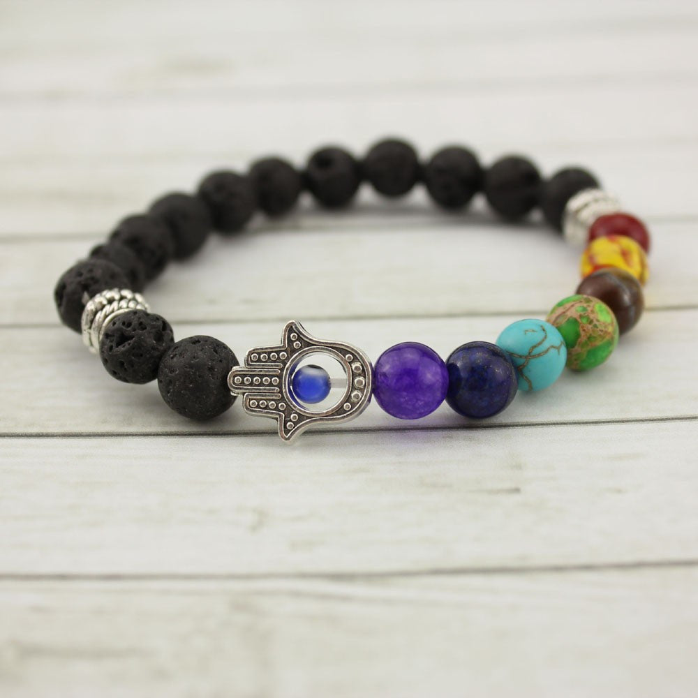 7 CHAKRA LAVA STEIN DIFFUSER ARMBAND - SpiritOfHakunaMatata