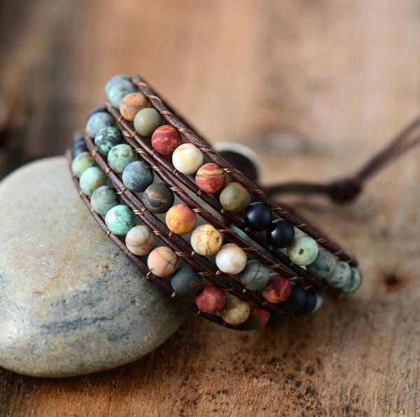"Harmonie" - Wickelarmband aus Natursteinen - SpiritOfHakunaMatata