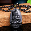 Schwarze Buddha Obsidian Halskette Anhänger Schutzkette Amulett - SpiritOfHakunaMatata