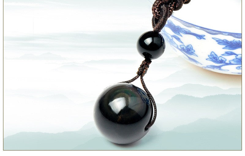 Schwarze Obsidian Regenbogen Auge Halskette - Schutz vor Stress & Negativität 1+1 Gratis - SpiritOfHakunaMatata